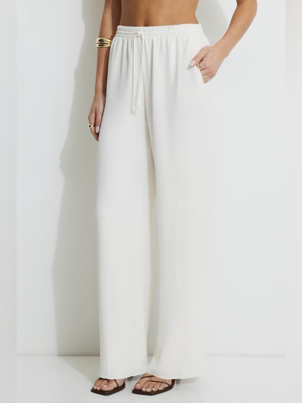Women’s Wide-Leg Drawstring Pants in White